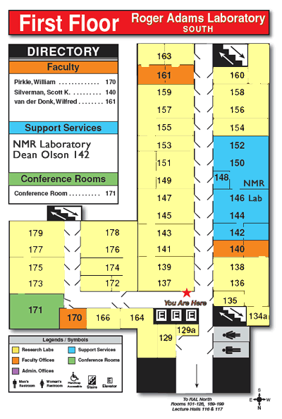 Map showing location of NMR Lab in Roger Adams Laboratory