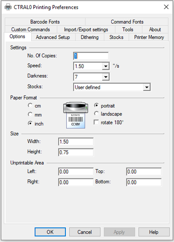 TLP 3842 Printer Properties