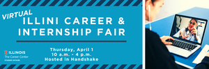 flyer with the same information in body showing a student interviewing with a female recruiter over a laptop