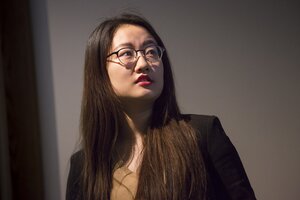 A student gives a presentation