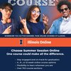 Summer course flyer Information from flyer is in body of the page. Three students are shown pointing up at text saying Summer courses.