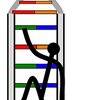 a person pulling up another stick figured person up a DNA strand.